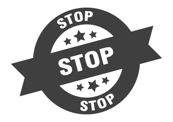 Señal de stop. etiqueta engomada cinta redonda negro parada — Vector de stock