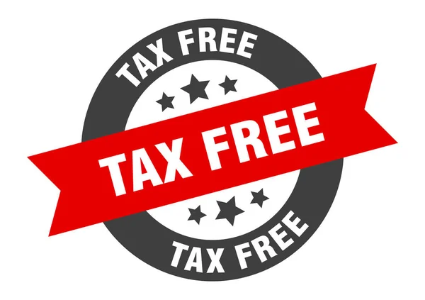 Signe libre d'impôt. autocollant ruban rond noir-rouge libre d'impôt — Image vectorielle