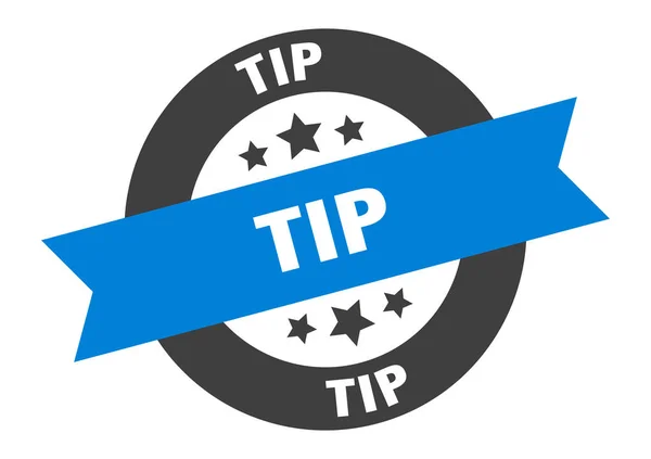 Tip sign. tip blue-black round ribbon sticker — Stock Vector