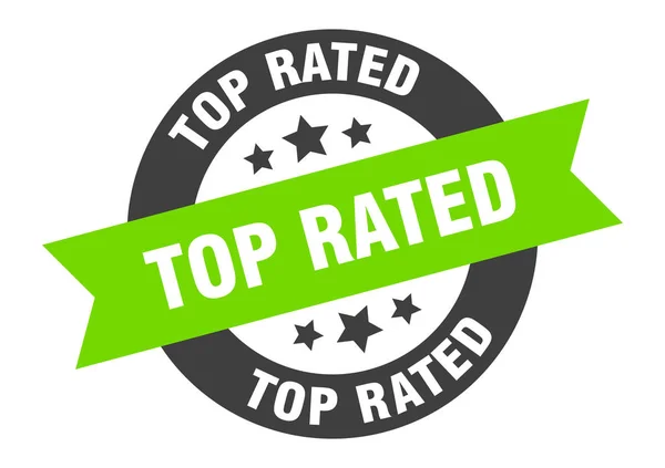 Hooggewaardeerd bord. top rated zwart-groen rond lint sticker — Stockvector