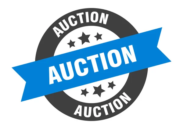 Auktionsskylt. auktion blå-svart runda band klistermärke — Stock vektor
