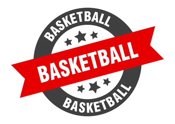 Señal de baloncesto. pegatina de cinta redonda de baloncesto negro-rojo — Vector de stock