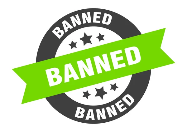 Zakazany znak. zakazana czarno-zielona okrągła wstążka naklejka — Wektor stockowy