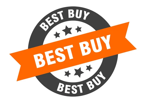 Mejor señal de compra. mejor comprar pegatina de cinta redonda naranja-negro — Vector de stock