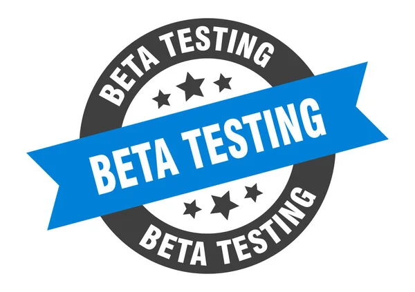 Beta testbord. beta-test blauw-zwart rond lint sticker — Stockvector