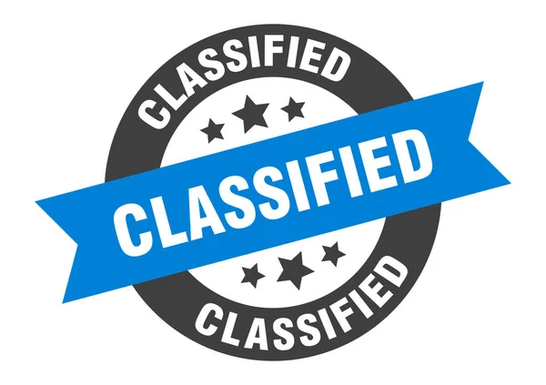Signo clasificado. etiqueta engomada de cinta redonda azul-negra clasificada — Archivo Imágenes Vectoriales