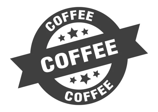 Kaffeetafel. Kaffee schwarzes rundes Band Aufkleber — Stockvektor