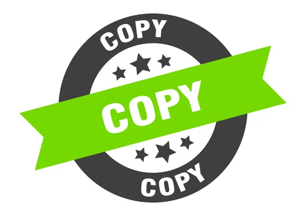 Copy sign. copy black-green round ribbon sticker — Stock Vector