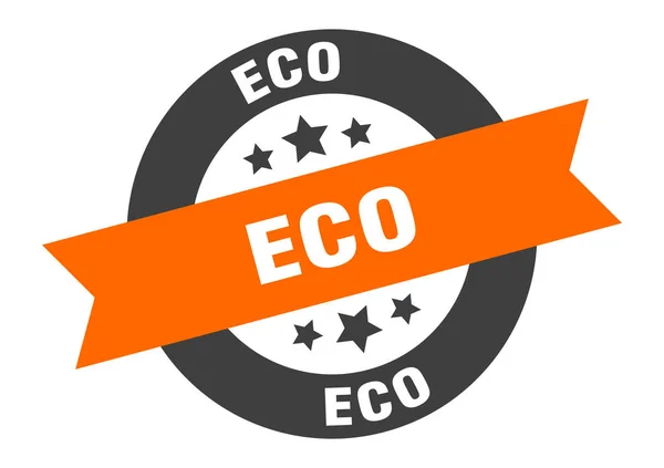 Ecoteken. eco oranje-zwarte ronde lintsticker — Stockvector