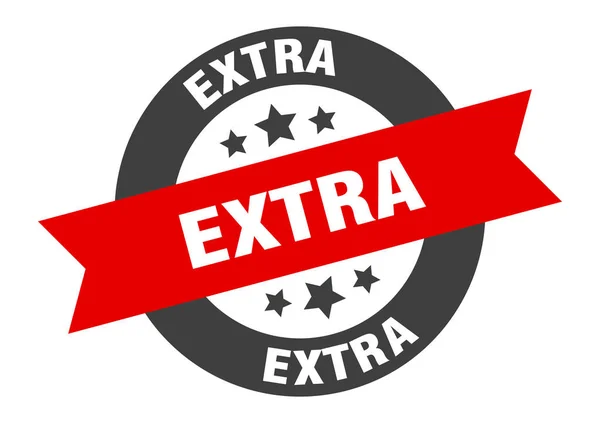 Extra bord. extra zwart-rode ronde lintsticker — Stockvector