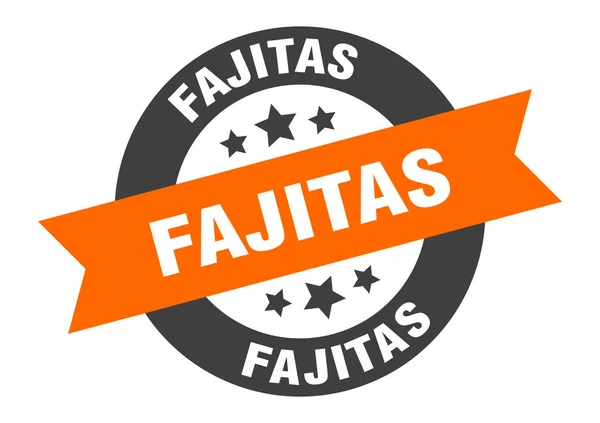 Tanda fajitas. fajitas oranye-hitam bulat stiker pita - Stok Vektor