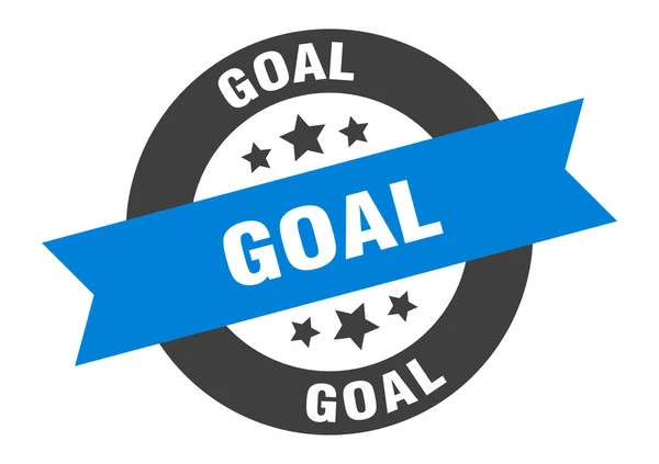 Goal sign. goal blue-black round ribbon sticker — Stock Vector