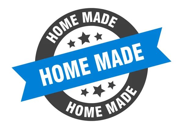 Señal hecha en casa. etiqueta engomada de cinta redonda azul-negro hecha en casa — Archivo Imágenes Vectoriales