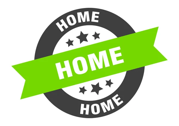 Tanda rumah. home black-green round ribbon stiker - Stok Vektor