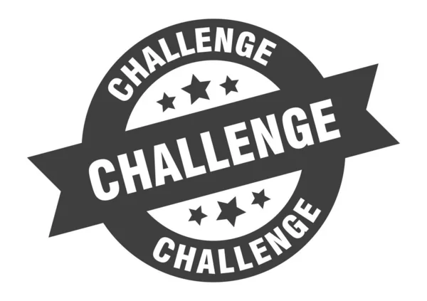 Znak wyzwanie. wyzwanie czarny okrągły wstążka naklejka — Wektor stockowy
