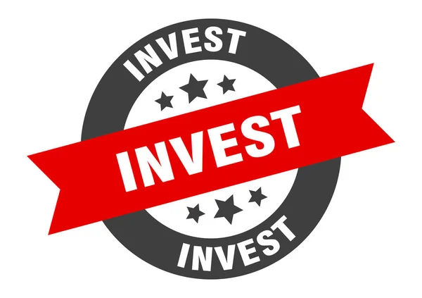 Investeringsbord. beleggen zwart-rood rond lint sticker — Stockvector