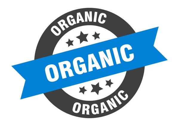 Органический знак. органическая сине-чёрная круглая лента — стоковый вектор