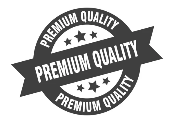Signo de calidad premium. pegatina de cinta redonda negra de primera calidad — Archivo Imágenes Vectoriales