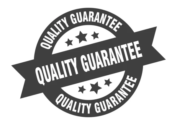 Quality guarantee sign. quality guarantee black round ribbon sticker — Stock Vector