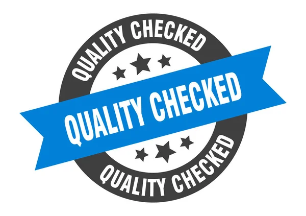 Quality checked sign. quality checked blue-black round ribbon sticker — Stock Vector