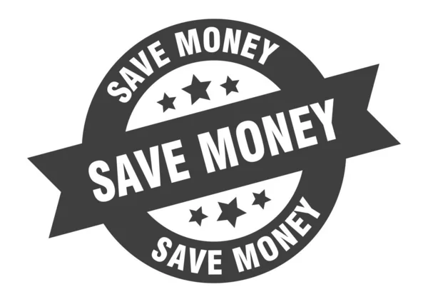 Ahorrar señal de dinero. ahorrar dinero negro cinta redonda pegatina — Archivo Imágenes Vectoriales