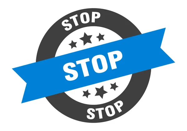 Señal de stop. etiqueta engomada cinta redonda azul-negro parada — Vector de stock