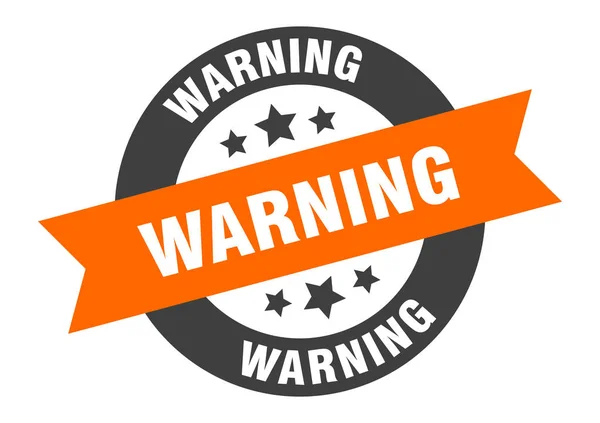 Warning sign. warning orange-black round ribbon sticker — Stock Vector