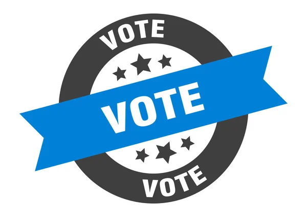 Oy işareti. oy mavi-siyah yuvarlak kurdele çıkartması — Stok Vektör