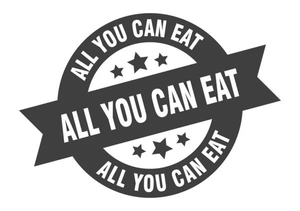 All you can eat sign. all you can eat black round ribbon sticker — Stock Vector