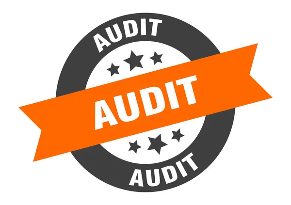 Audit sign. audit orange-black round ribbon sticker — Stock Vector