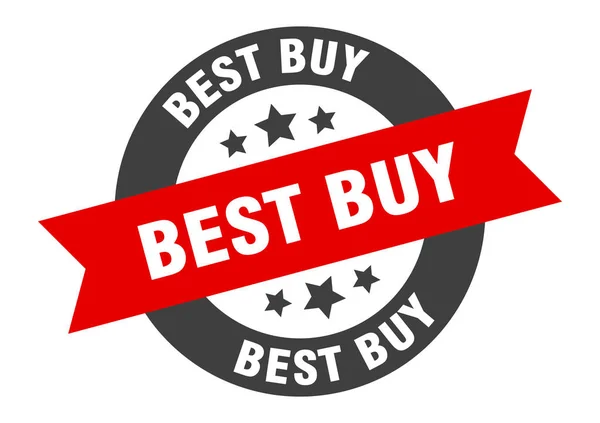 Best buy sign. best buy black-red round ribbon sticker — Stock Vector