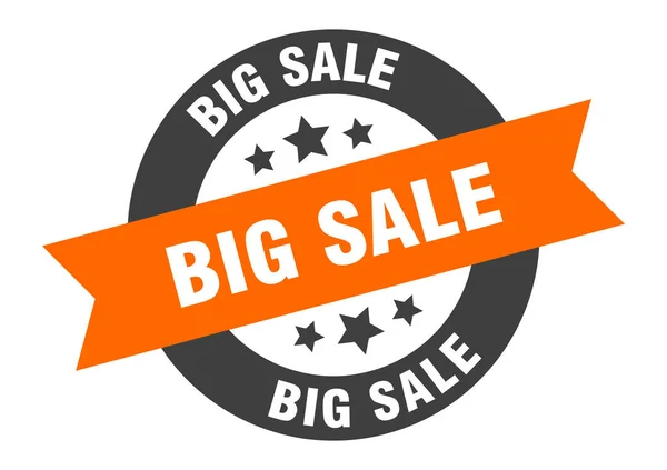 Big sale sign. big sale orange-black round ribbon sticker — Stock Vector