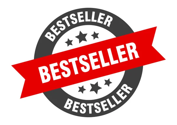 Segno di bestseller. Adesivo nastro rotondo rosso-nero bestseller — Vettoriale Stock