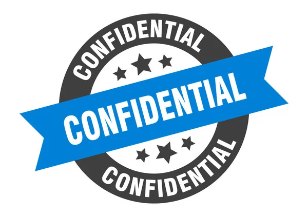 Confidential sign. confidential blue-black round ribbon sticker — Stock Vector