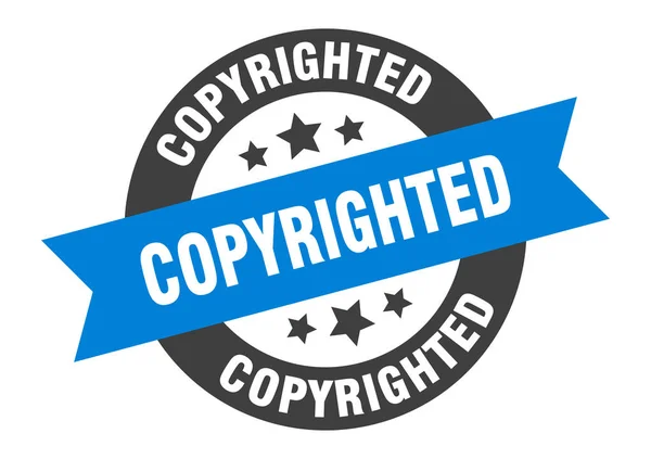 Signe protégé par le droit d'auteur. autocollant ruban rond bleu-noir protégé par copyright — Image vectorielle