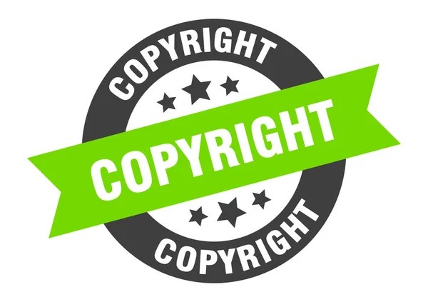 Urheberrechtszeichen. copyright schwarz-grüne runde Bandaufkleber — Stockvektor