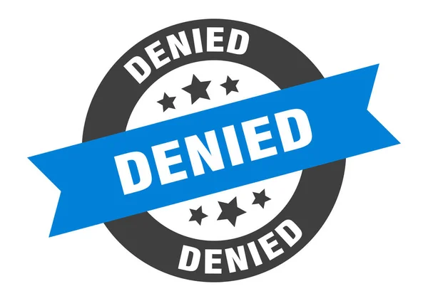Denied sign. denied blue-black round ribbon sticker — Stok Vektör