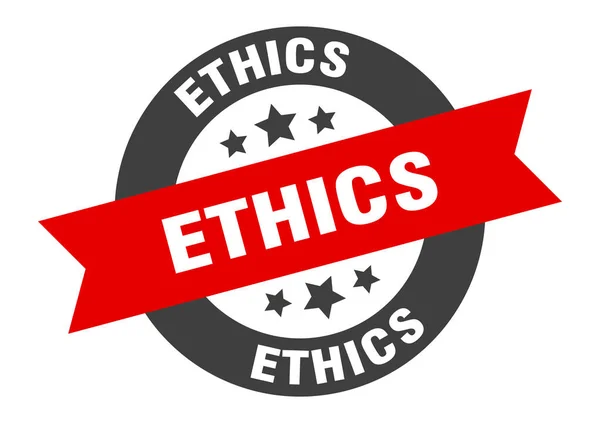 Etiskt tecken. etik svart-rött runt band klistermärke — Stock vektor
