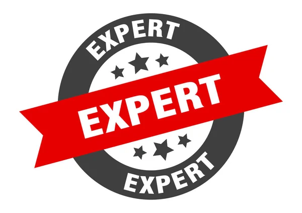 Señal experta. etiqueta engomada de cinta redonda negra-roja experta — Vector de stock