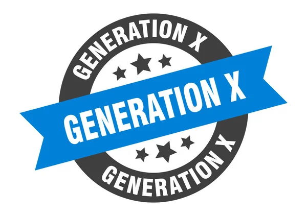 Signo de generación x. generación x etiqueta engomada cinta redonda azul-negro — Archivo Imágenes Vectoriales