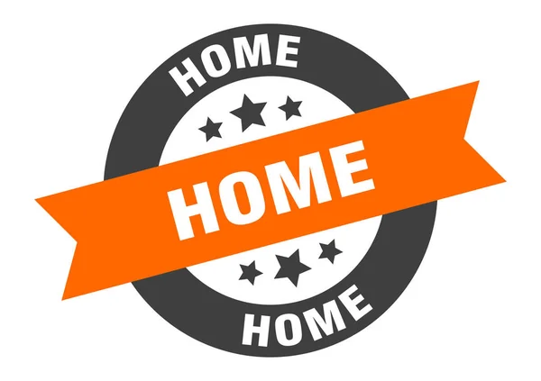 Sinal de casa. casa laranja-preto fita redonda adesivo — Vetor de Stock