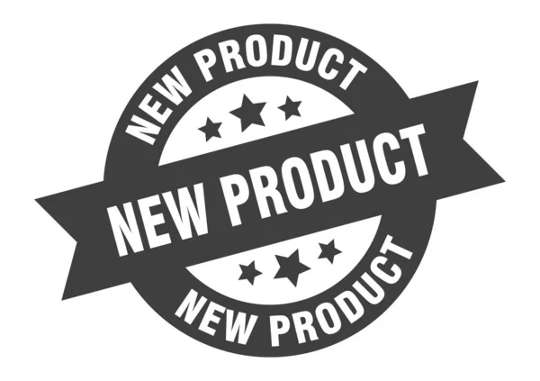 Nieuw productteken. nieuw product zwart rond lint sticker — Stockvector