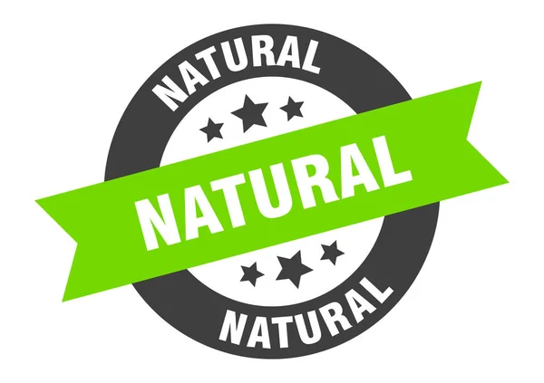Naturzeichen. natürliche schwarz-grüne runde Bandaufkleber — Stockvektor