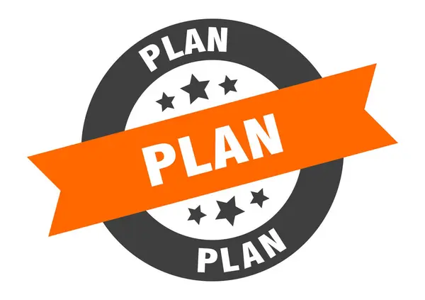 Assinatura do plano. plano laranja-preto fita redonda adesivo —  Vetores de Stock