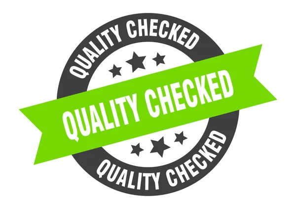 Qualitätssiegel. qualitätsgeprüfte schwarz-grüne runde Bandaufkleber — Stockvektor