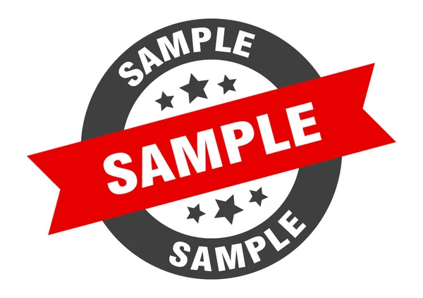 Musterzeichen. Muster schwarz-roter Sticker mit rundem Band — Stockvektor