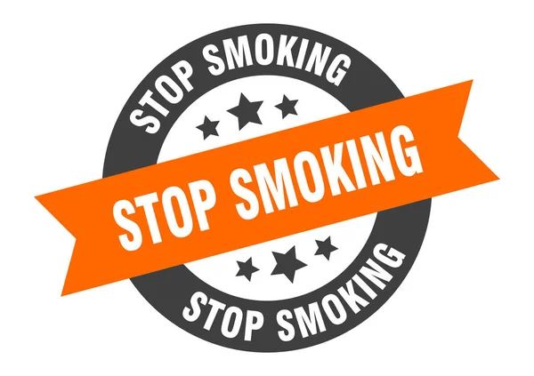 Przestań palić. zaprzestać palenia pomarańczowo-czarna okrągła wstążka naklejka — Wektor stockowy