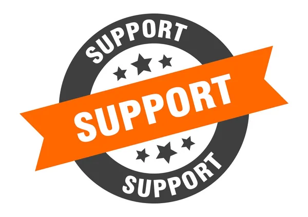 Support sign. support orange-black round ribbon sticker — Stock Vector