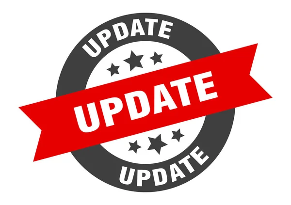 Update sign. update black-red round ribbon sticker — Stock Vector