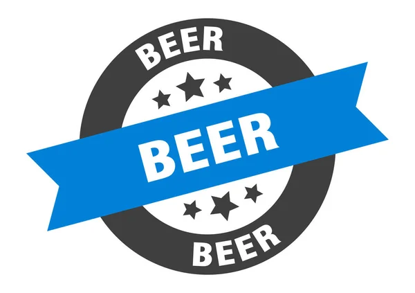 Bierteken. bier blauw-zwart rond lint sticker — Stockvector